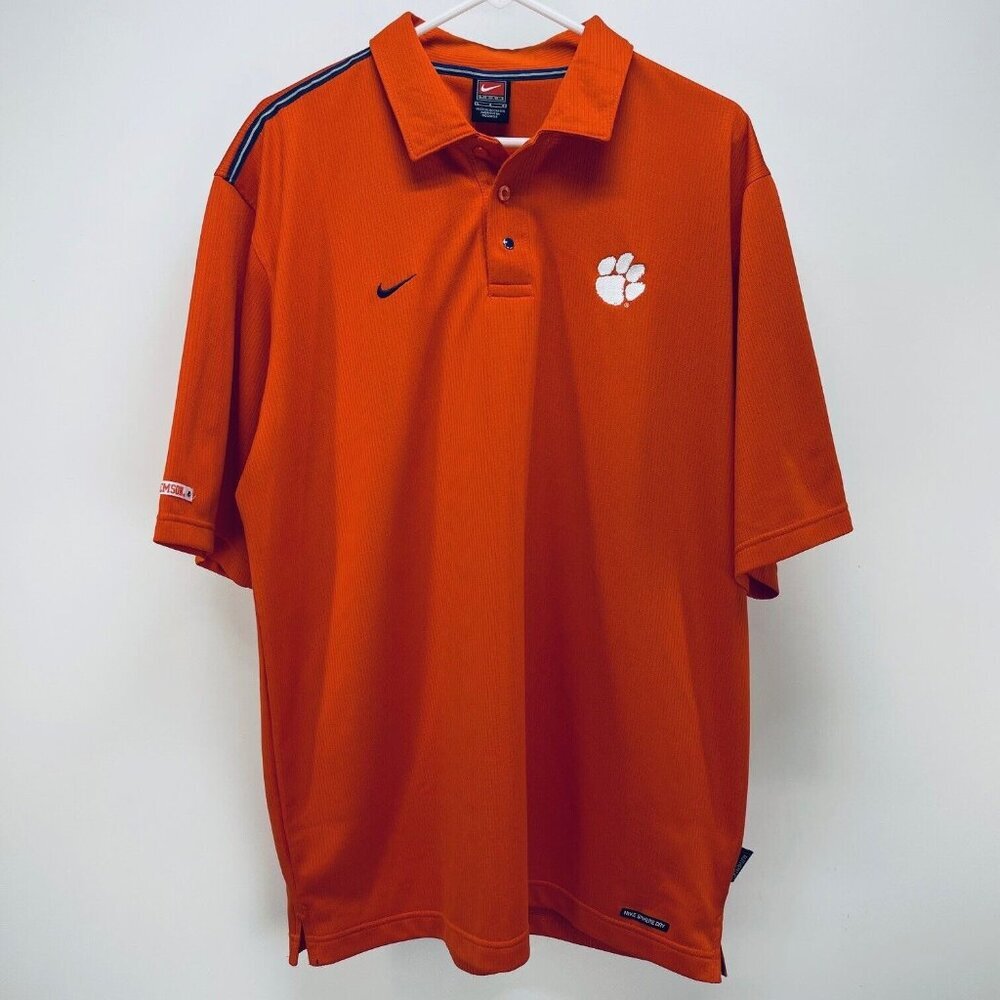 Nike Clemson Shirt Size L Men’s Tigers Team Issue On Field Polo Orange